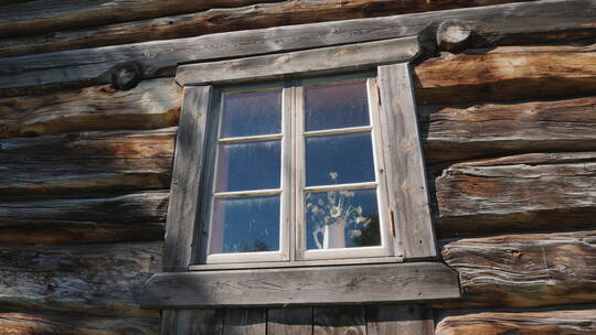 旧木屋窗台上的花视频素材模板下载