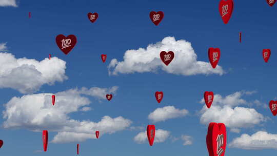 100个社交媒体表情符号关于云中漂浮的心视频素材模板下载