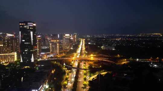 航拍福建莆田夜景莆田商务区夜景