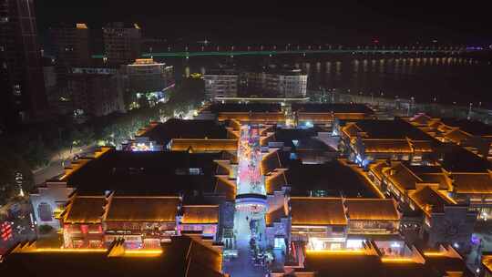 江西樟树三皇宫景区夜景灯光航拍