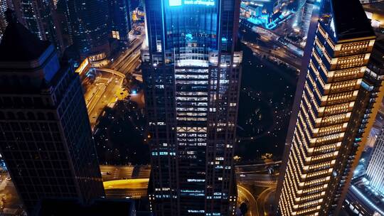 俯拍上海银行大厦视频素材模板下载