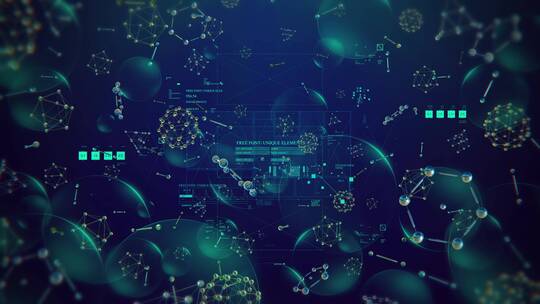 蓝色科技生物医疗分子式大屏背景