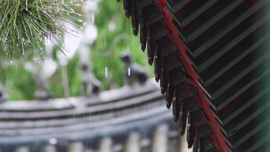 古建筑屋檐雨滴