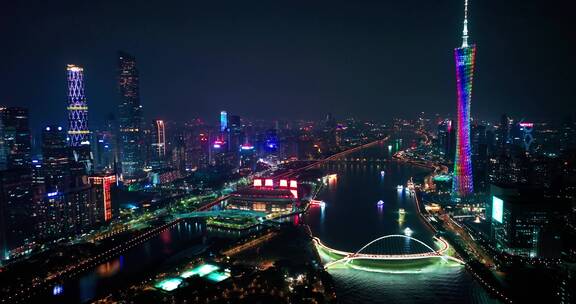广州珠江新城都市夜景航拍2022最新