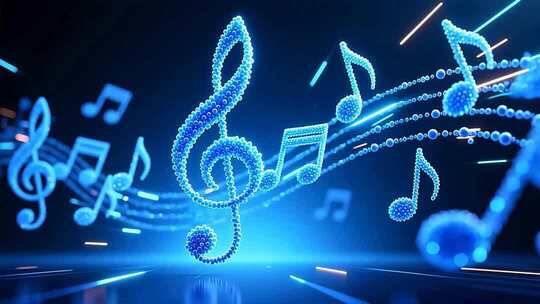 蓝色粒子音符跳动4K