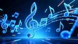 蓝色粒子音符跳动4K高清在线视频素材下载