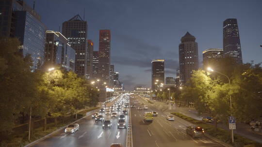 北京国贸车流夜景 夜景车流