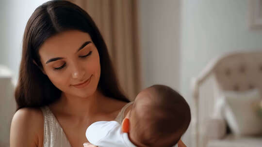 母婴 母爱 妈妈照顾小孩