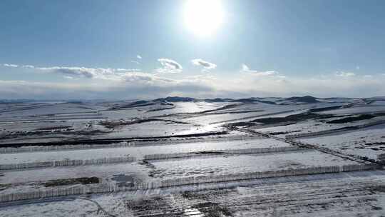 航拍冰雪消融的黑土地