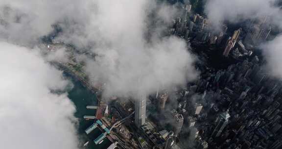 香港航拍港岛穿云大景