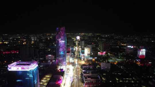 河北保定城市夜景万博广场夜景航拍