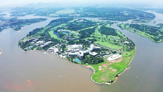 海南岛琼海市博鳌东屿岛航拍视频素材模板下载