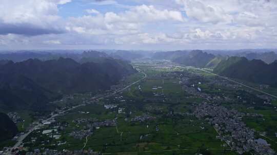 航拍广西山区农村山脉山川山峰群山自然风光