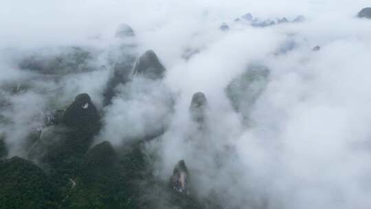 广西桂林烟雨漓江水墨画视频素材模板下载