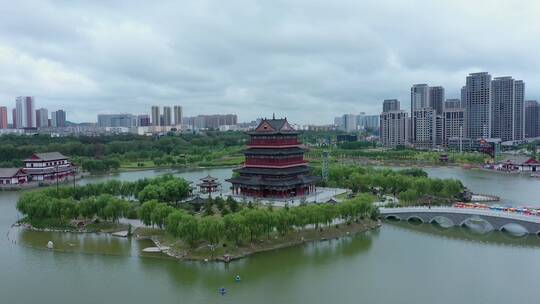 4K陕西省榆林市榆溪河生态长廊视频素材模板下载