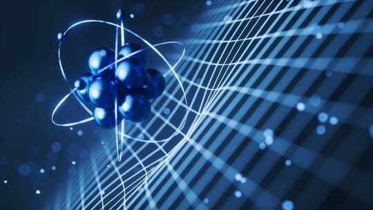 深蓝色背景的物理原子