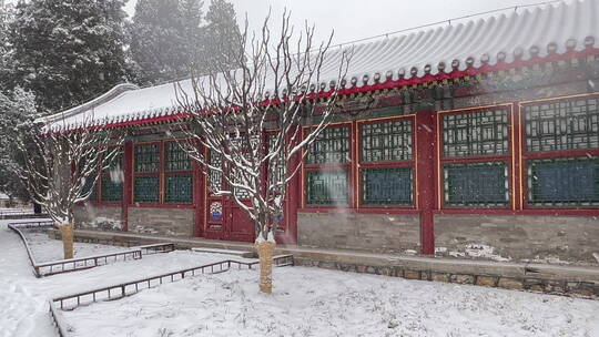 北京颐和园大雪中的平房