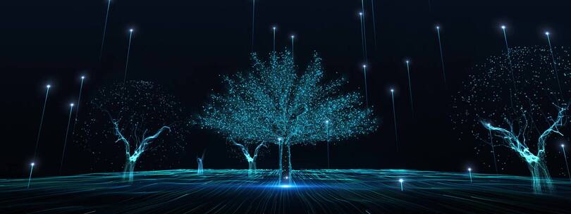 E3D粒子树生长光线科技城市穿梭