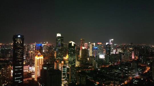 南京西路静安商圈夜景航拍视频素材模板下载