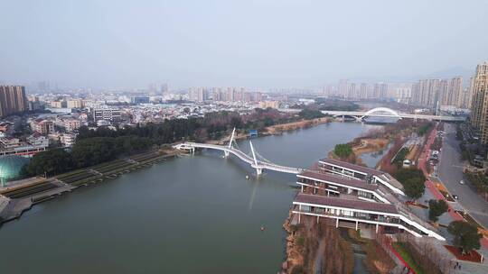 航拍台州现代城市风光和大桥