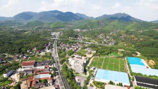 杭州余杭乡村道路风景航拍