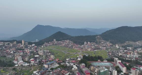 航拍乡村田园油菜花田乡村振兴农村农业发展