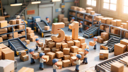 51劳动节仓库货物搬运场景/勤劳的卡通/泥塑