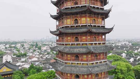 苏州报恩寺塔北寺塔中式建筑航拍