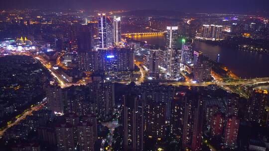 福州闽江北cbd夜景延时视频素材模板下载