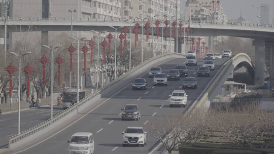 新年城市街道 过年热闹街道 街道灯笼