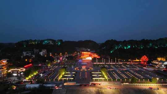 航拍四川乐山大佛文化广场夜景