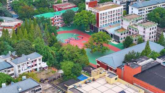 湖南师范大学篮球场体育场学校校园风景航拍