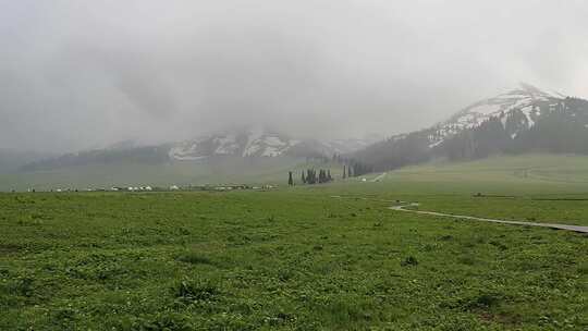 新疆那拉提一望无际的草原雪山绝美风光