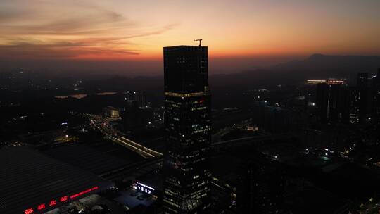 深圳北站夕阳晚霞视频素材模板下载