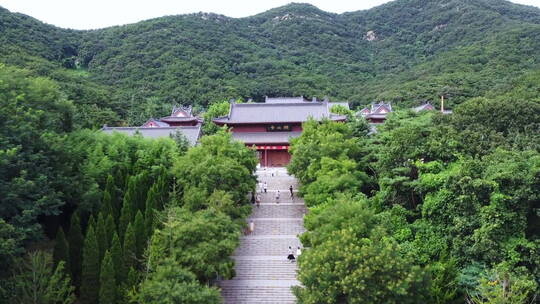 辽宁大连航拍横山寺环境古风建筑