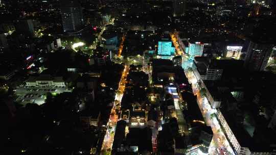 云南昆明老街夜景灯光航拍视频素材模板下载