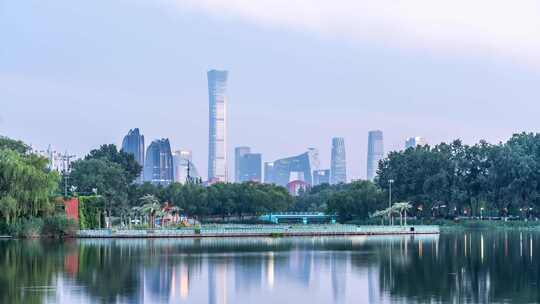 北京城市天际线日转夜延时摄影