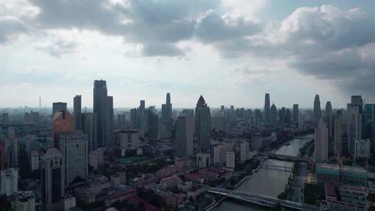 天津海河风景小白楼CBD城市风光航拍