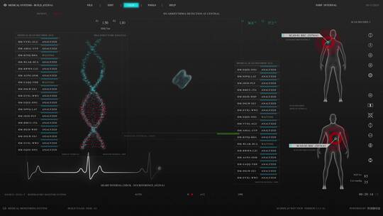 DNA科幻屏幕HUD操作系统智能界面交互系统UI