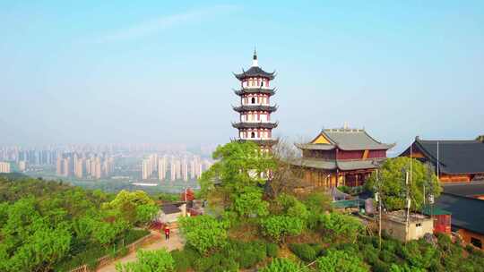 杭州萧山湘湖先照寺建筑风景航拍