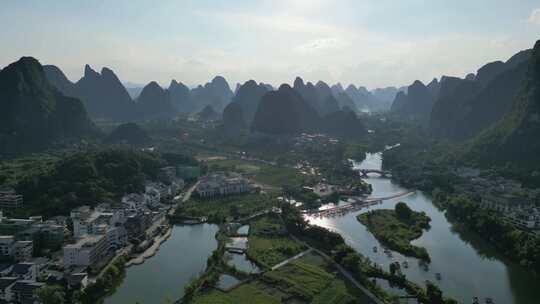 桂林山水风光航拍全景