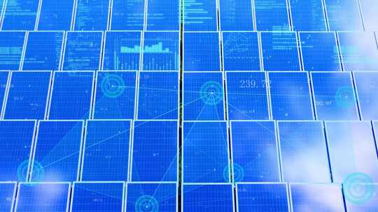 太阳能光伏面板发电和工业互联网科技特效
