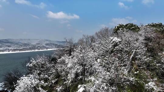 长沙城市雪景橘子洲洲头雪景视频素材模板下载