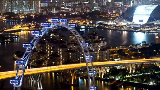 摩天轮与新加坡城市景观