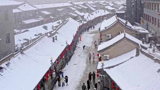 内蒙古呼和浩特大召雪景4k航拍