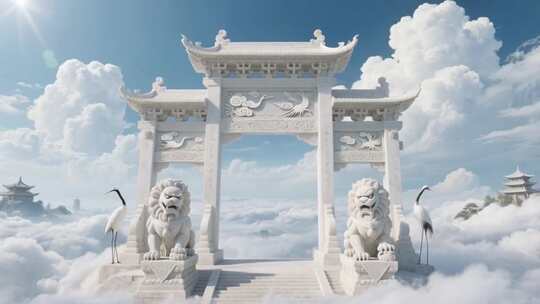 云端中式牌坊3D场景