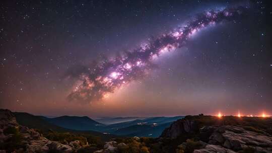 山间夜空银河星空美景