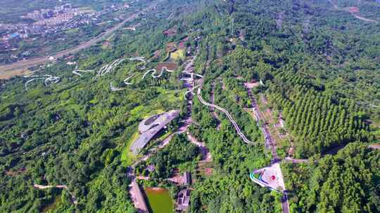 成都龙泉山城市森林公园高空栈道观景台航拍