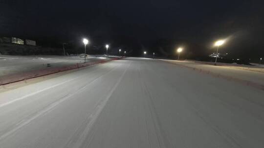 鳌山滑雪场夜晚高山滑雪晚上空景航拍