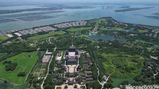 航拍苏州太湖重元寺视频素材模板下载